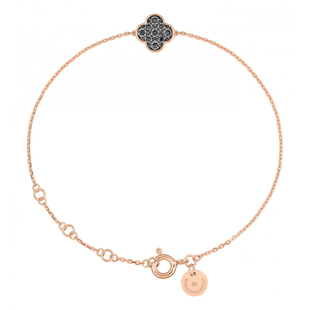 Morgane Bello - BLACK DIAMONDS CLOVER ROSE GOLD BRACELET