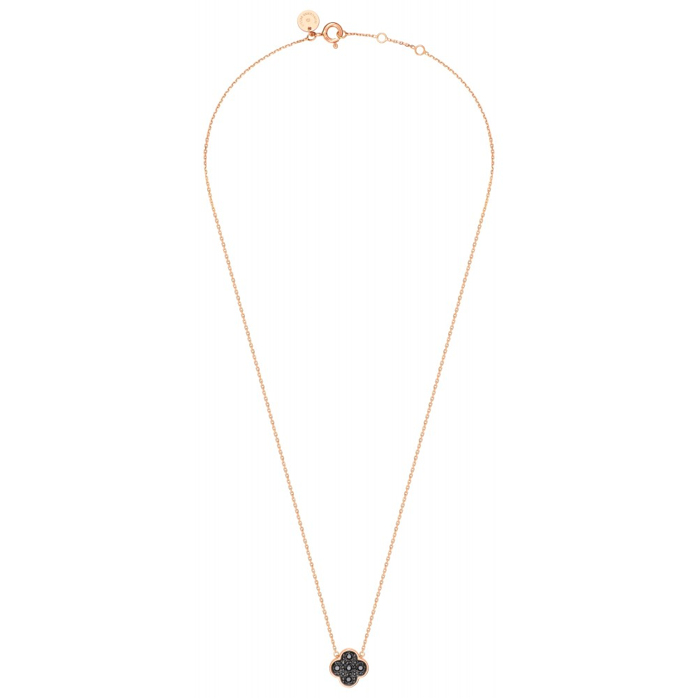 Morgane Bello - BLACK DIAMONDS CLOVER ROSE GOLD NECKLACE