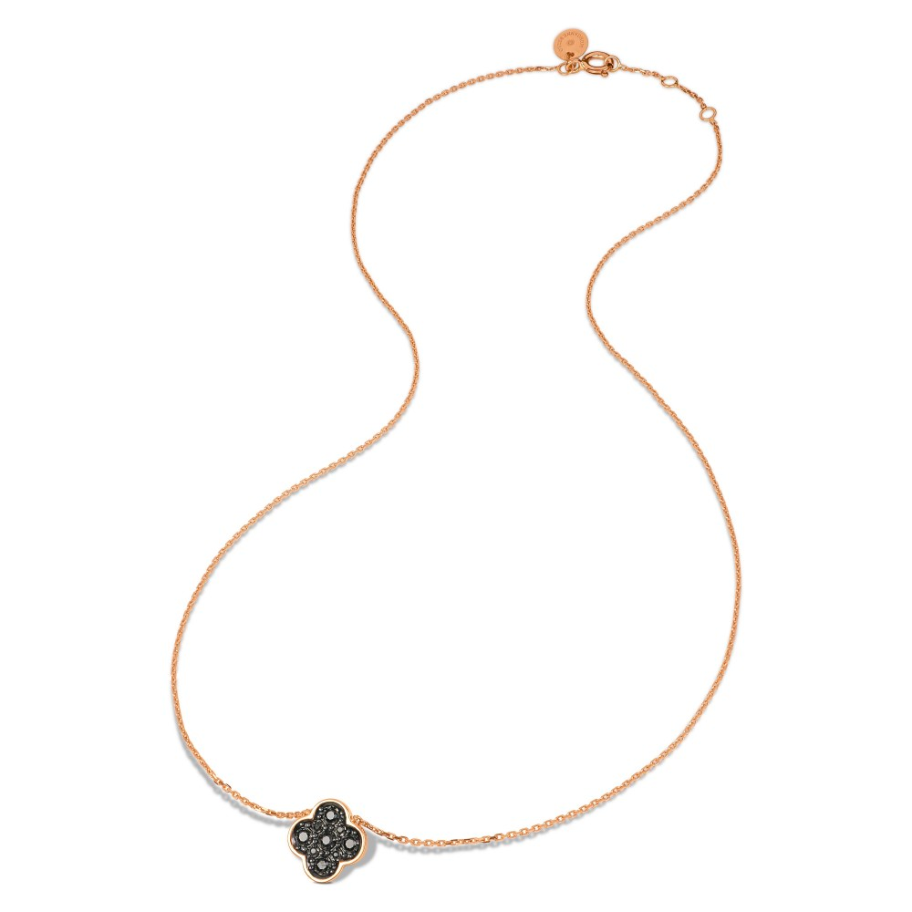 Morgane Bello - BLACK DIAMONDS CLOVER ROSE GOLD NECKLACE