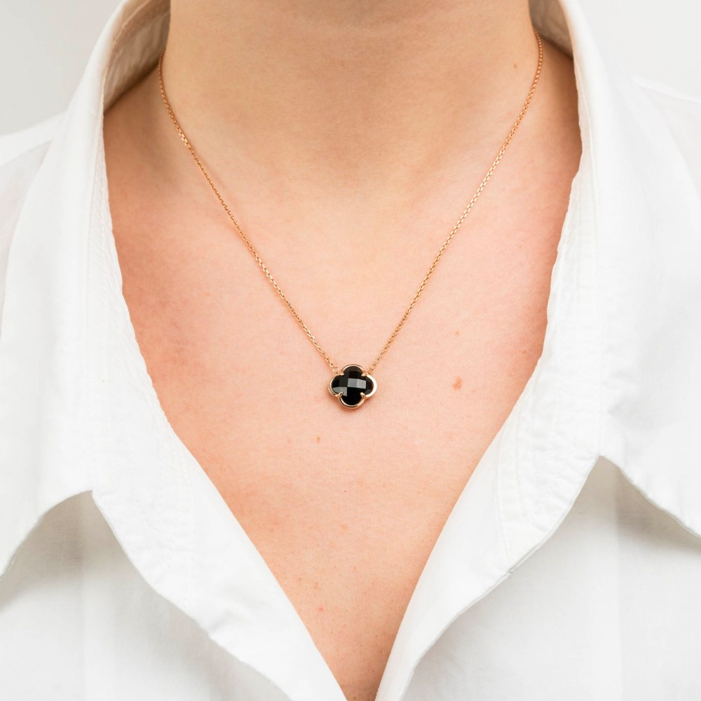 Morgane Bello -  BLACK ONYX ROSE GOLD VICTORIA NECKLACE