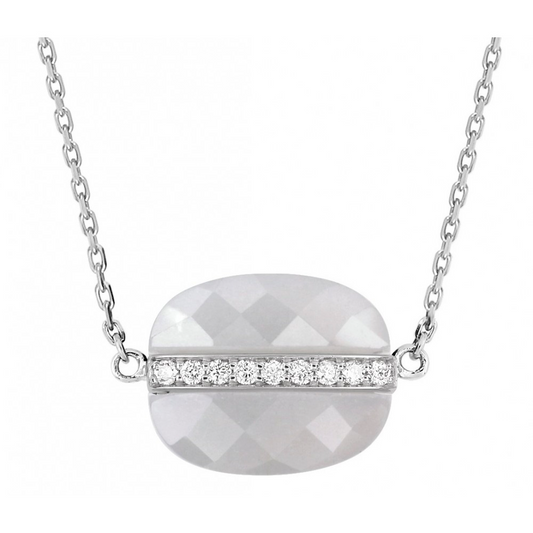 Morgane Bello - GREY MOONSTONE + DIAMONDS WHITE GOLD AURORE NECKLACE