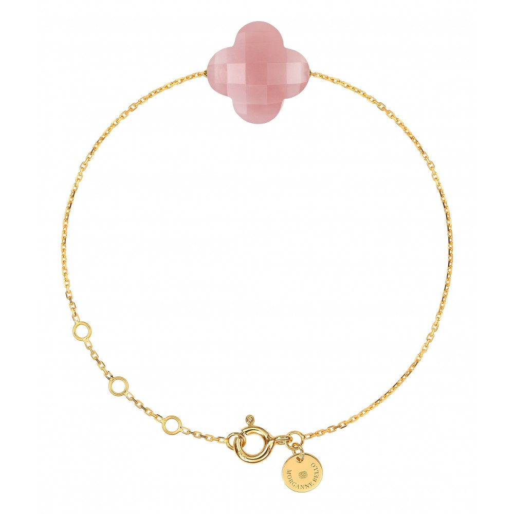 Morgane Bello - GUAVA QUARTZ CLOVER YELLOW GOLD BRACELET