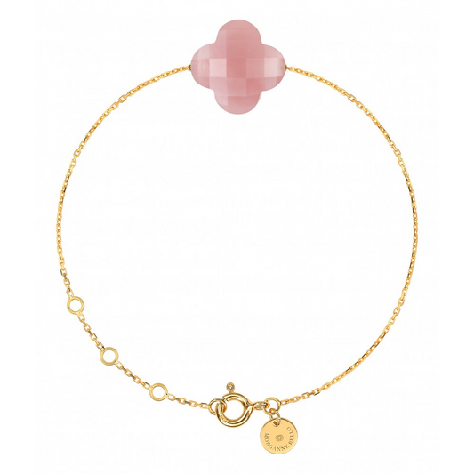 Morgane Bello - GUAVA QUARTZ CLOVER YELLOW GOLD BRACELET