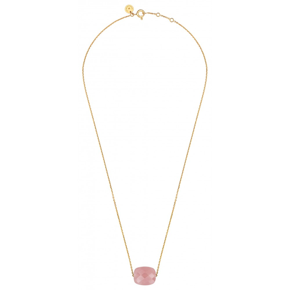 Morgane Bello - GUAVA QUARTZ CUSHION YELLOW GOLD NECKLACE