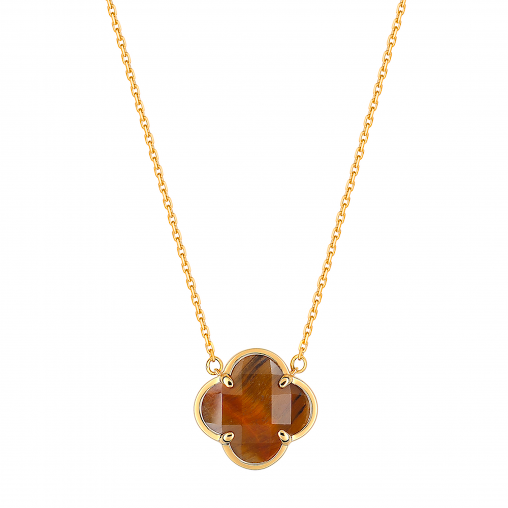 Morgane Bello - HONEY TIGER EYE YELLOW GOLD VICTORIA NECKLACE