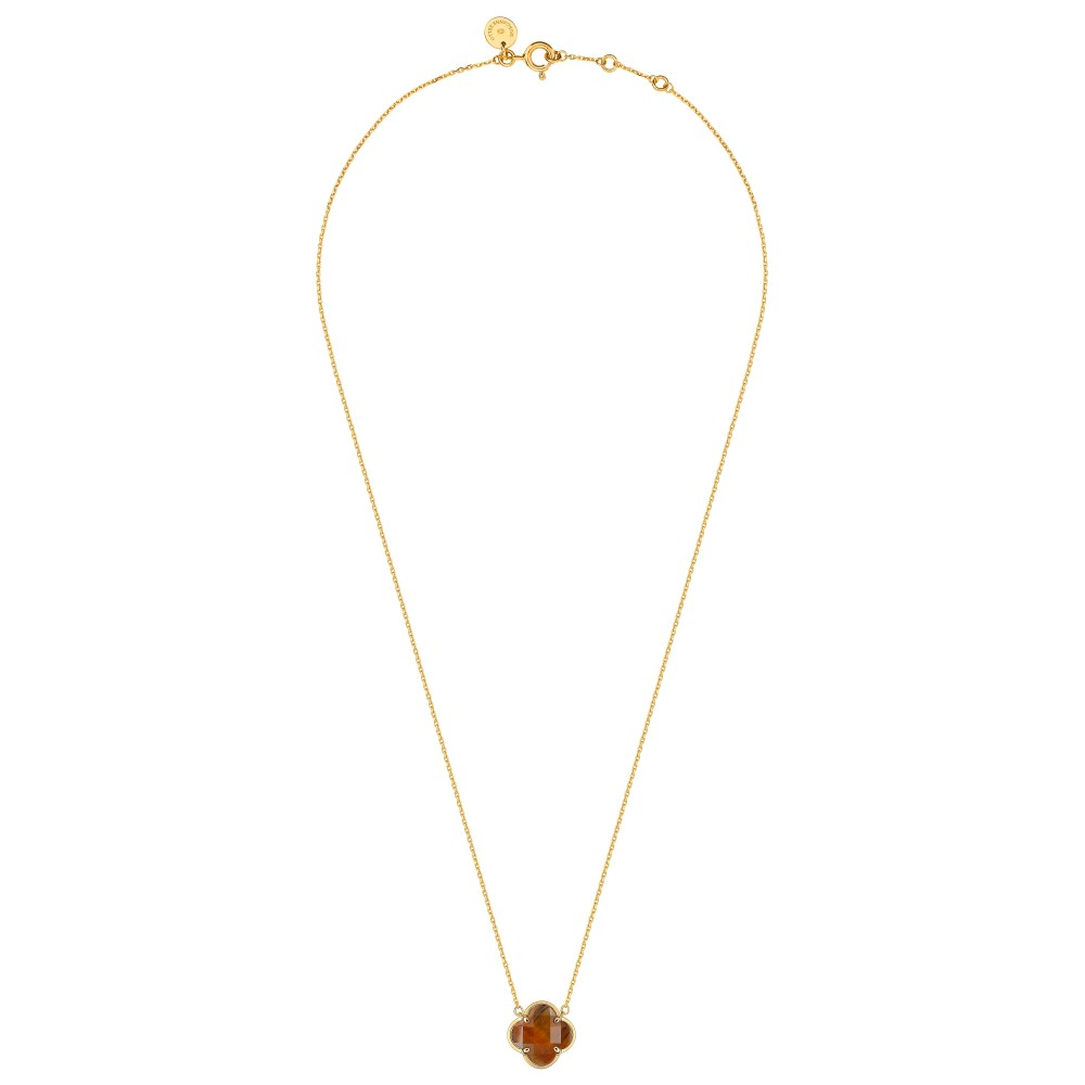 Morgane Bello - HONEY TIGER EYE YELLOW GOLD VICTORIA NECKLACE