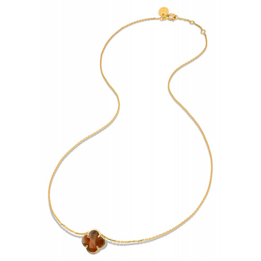 Morgane Bello - HONEY TIGER EYE YELLOW GOLD VICTORIA NECKLACE