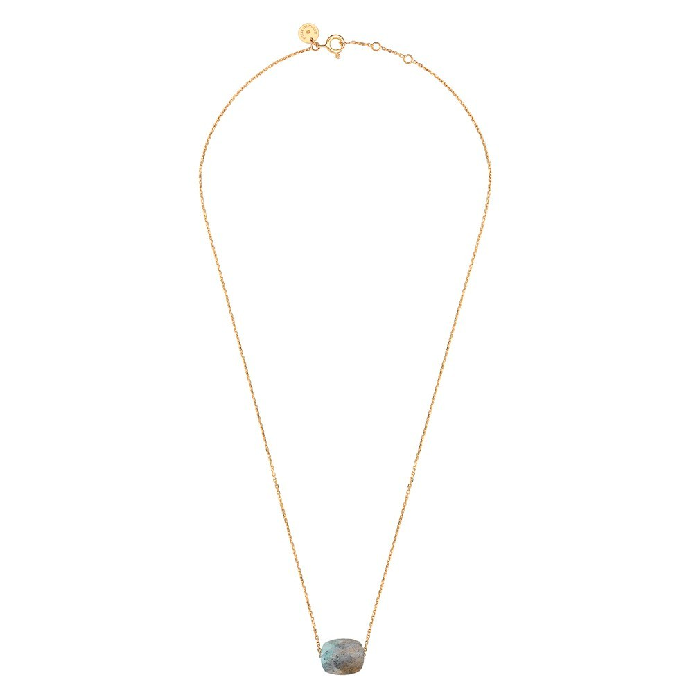 Morgane Bello - LABRADORITE CUSHION YELLOW GOLD NECKLACE