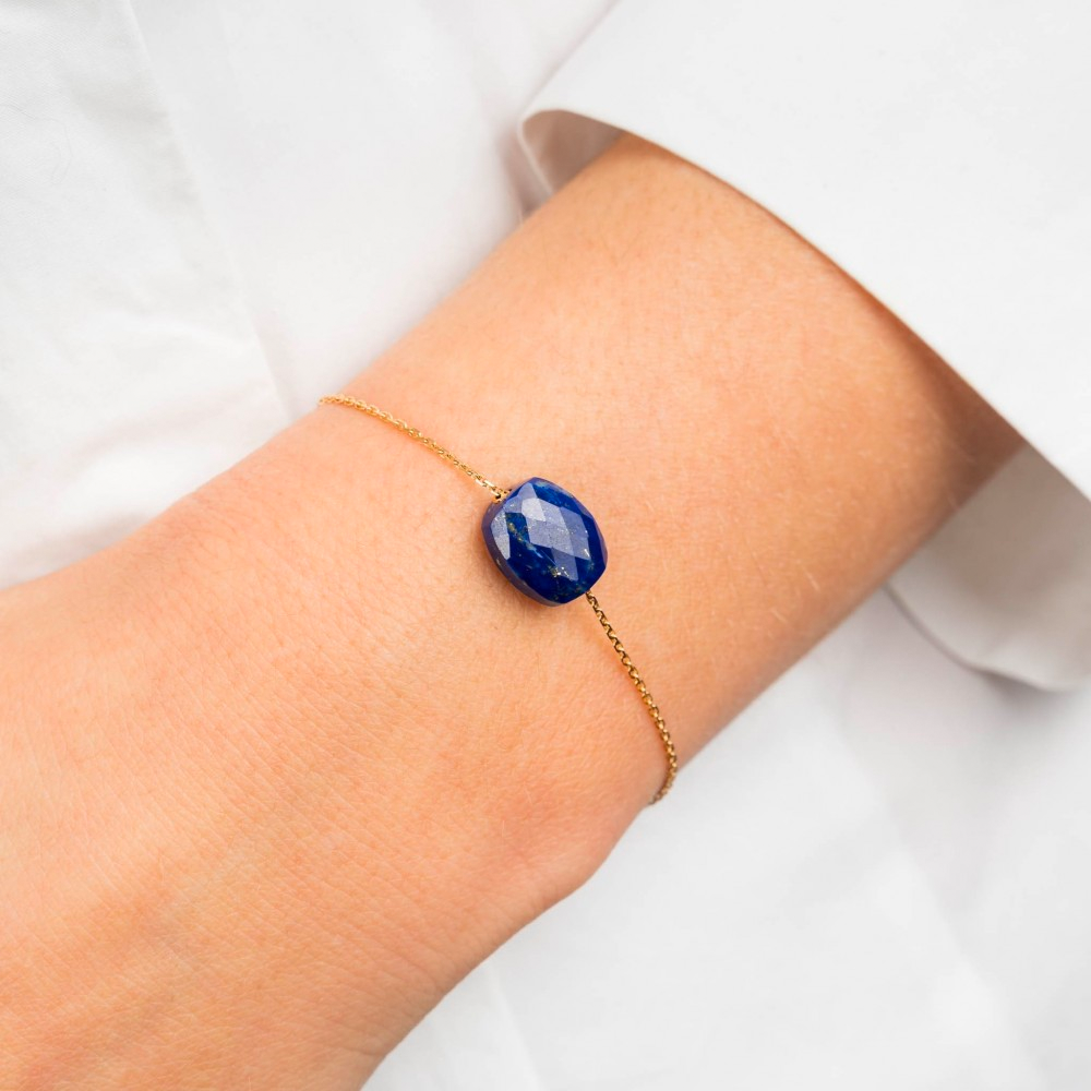 Morgane Bello - LAPIS LAZULI CUSHION YELLOW GOLD BRACELET