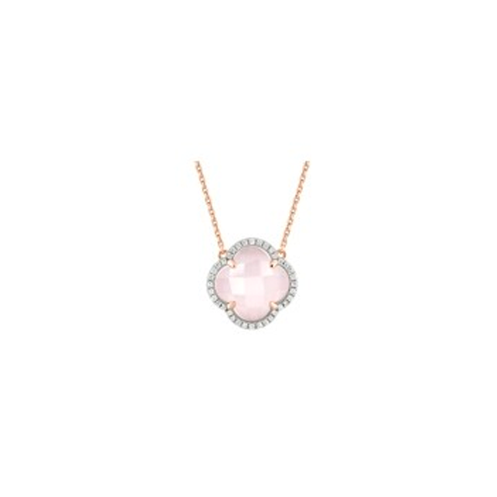 Morgane Bello - MILKY PINK QUARTZ + DIAMONDS ROSE GOLD VICTORIA NECKLACE