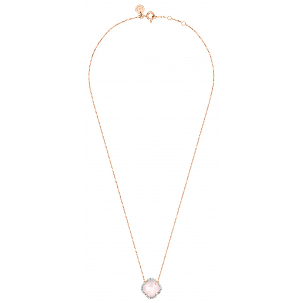 Morgane Bello - MILKY PINK QUARTZ + DIAMONDS ROSE GOLD VICTORIA NECKLACE