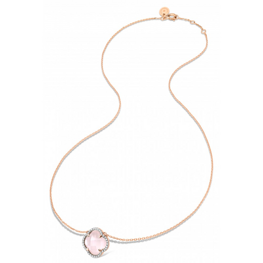 Morgane Bello - MILKY PINK QUARTZ + DIAMONDS ROSE GOLD VICTORIA NECKLACE