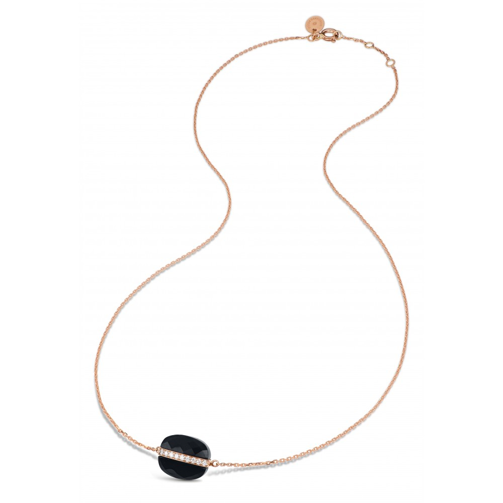 Morgane Bello - ONYX AND DIAMONDS AURORE ROSE GOLD NECKLACE