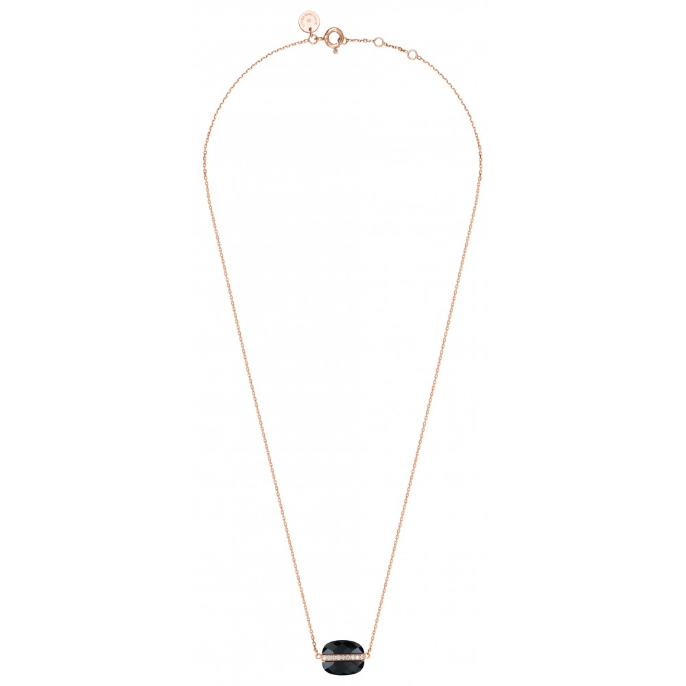 Morgane Bello - ONYX AND DIAMONDS AURORE ROSE GOLD NECKLACE