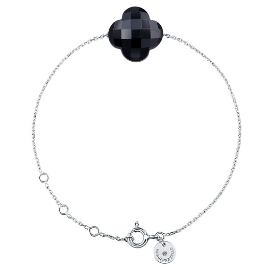 Morgane Bello - ONYX CLOVER WHITE GOLD BRACELET