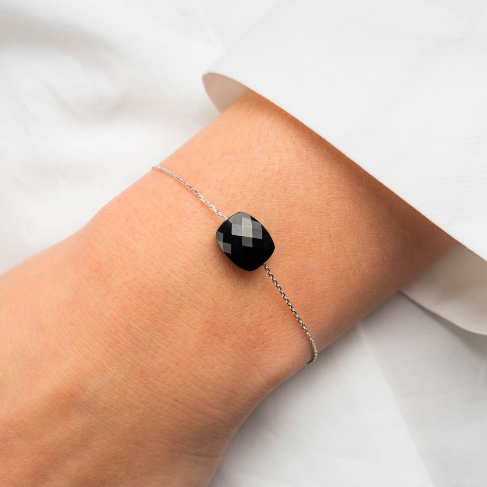 Morgane Bello - ONYX CUSHION WHITE GOLD BRACELET