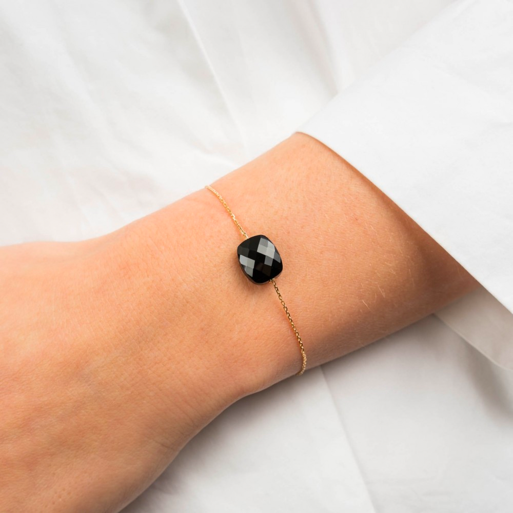 Morgane Bello - ONYX CUSHION YELLOW GOLD BRACELET