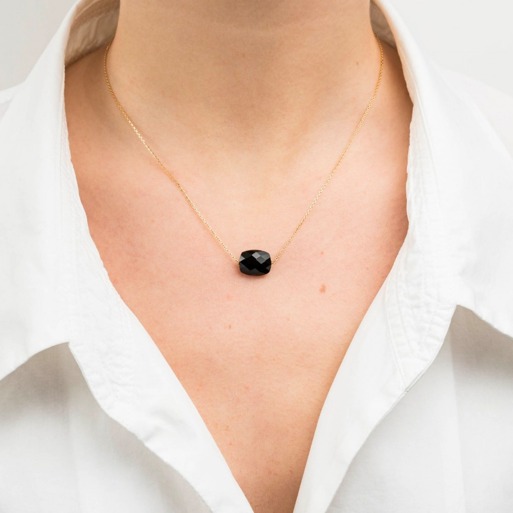 Morgane Bello - ONYX CUSHION YELLOW GOLD NECKLACE