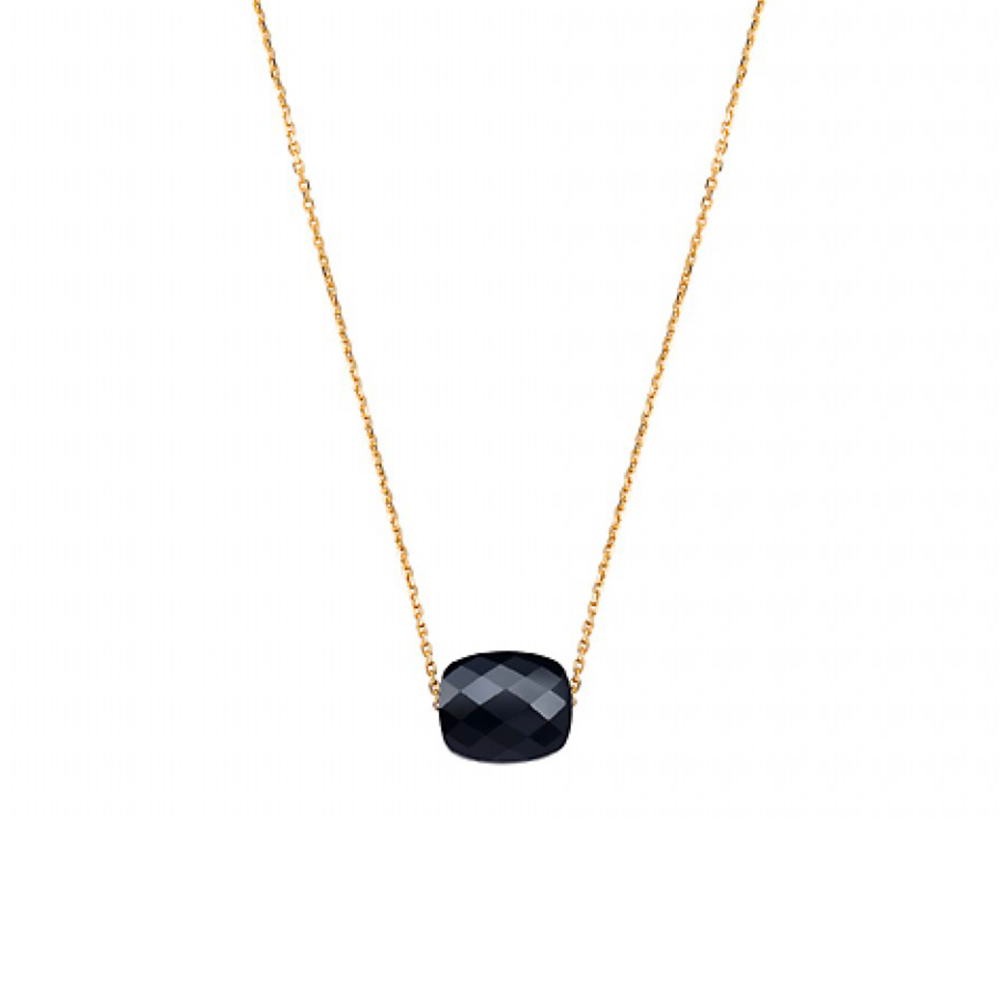 Morgane Bello - ONYX CUSHION YELLOW GOLD NECKLACE