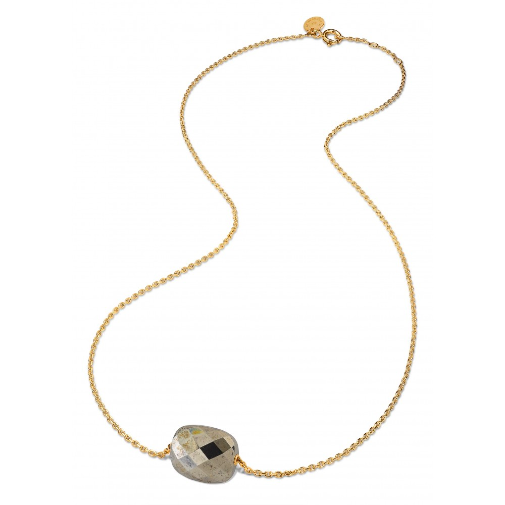 Morgane Bello - PYRITE CUSHION YELLOW GOLD NECKLACE