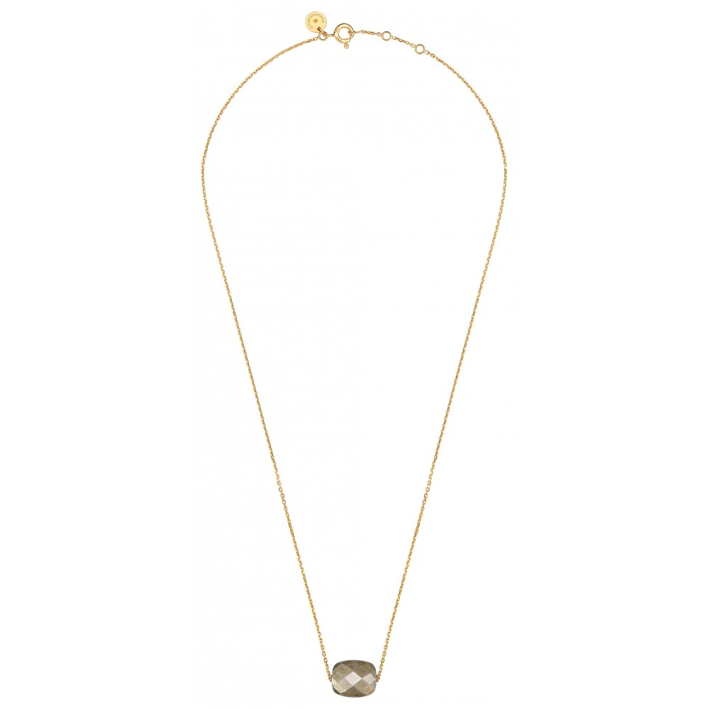 Morgane Bello - PYRITE CUSHION YELLOW GOLD NECKLACE