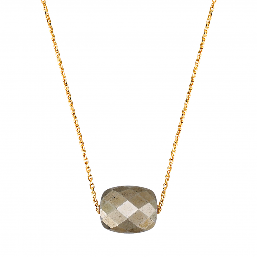 Morgane Bello - PYRITE CUSHION YELLOW GOLD NECKLACE