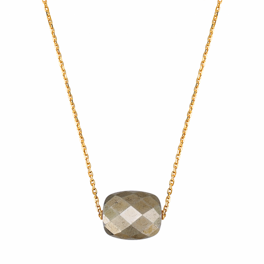 Morgane Bello - PYRITE CUSHION YELLOW GOLD NECKLACE