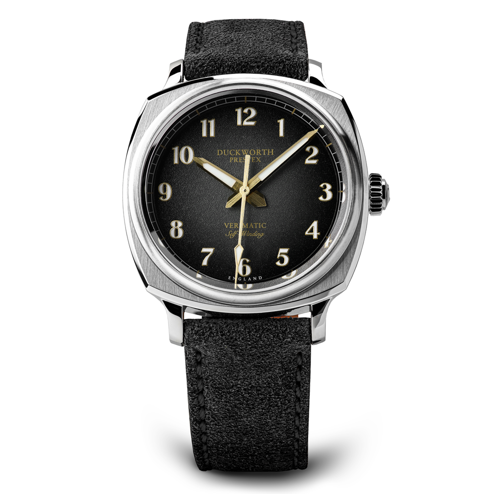 Verimatic 39mm black fumé ebony brown suede