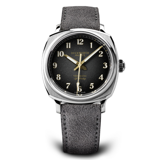 Verimatic 39mm black fumé grey suede