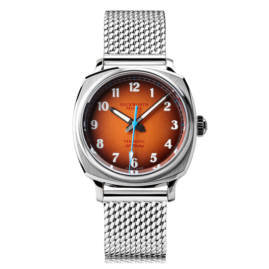 Verimatic 39mm orange fumé mesh bracelet