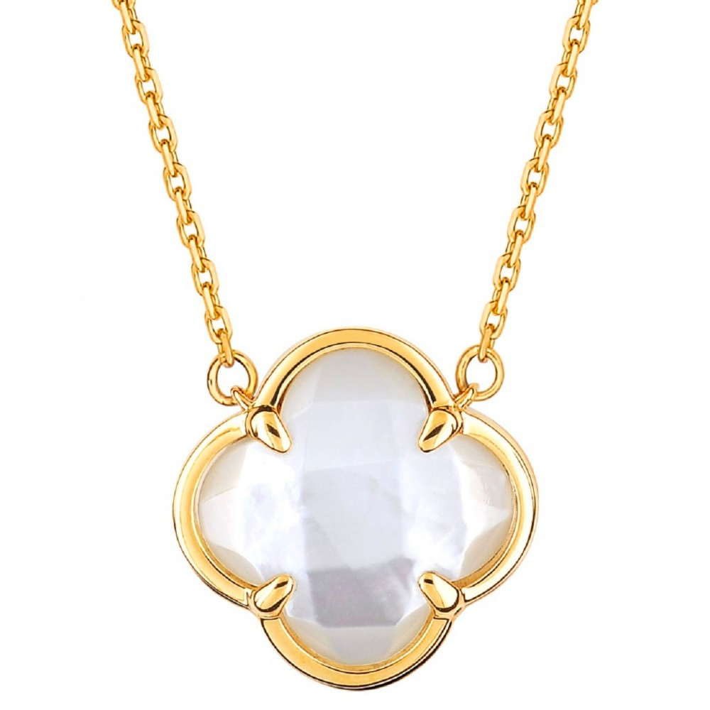 Morgane Bello - WHITE MOTHER OF PEARL YELLOW GOLD VICTORIA NECKLACE