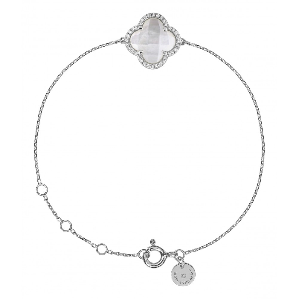 Morgane Bello - WHITE MOTHER OF PEARL + DIAMONDS WHITE GOLD VICTORIA BRACELET